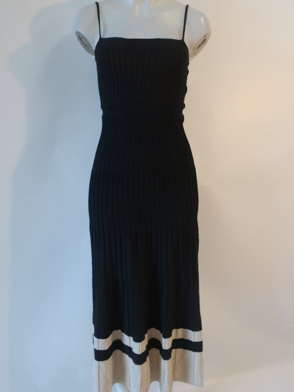 Womens Robertson & Rodeo Black Beige (Item- 116) Strappy Knit Midi Dress S